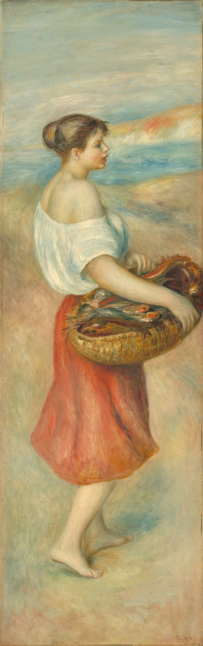 فتاة مع سلة من الأسماك ، c.1889 بواسطة بيير أوغست رينوار