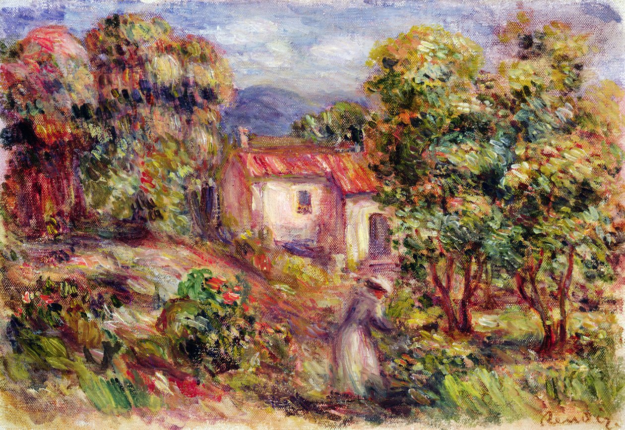 امرأة قطف الزهور في حديقة Les Colettes في Cagnes ، 1912 بواسطة بيير أوغست رينوار