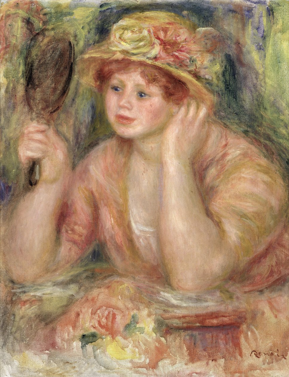 امرأة مع مرآة ، ج .1915 بواسطة بيير أوغست رينوار