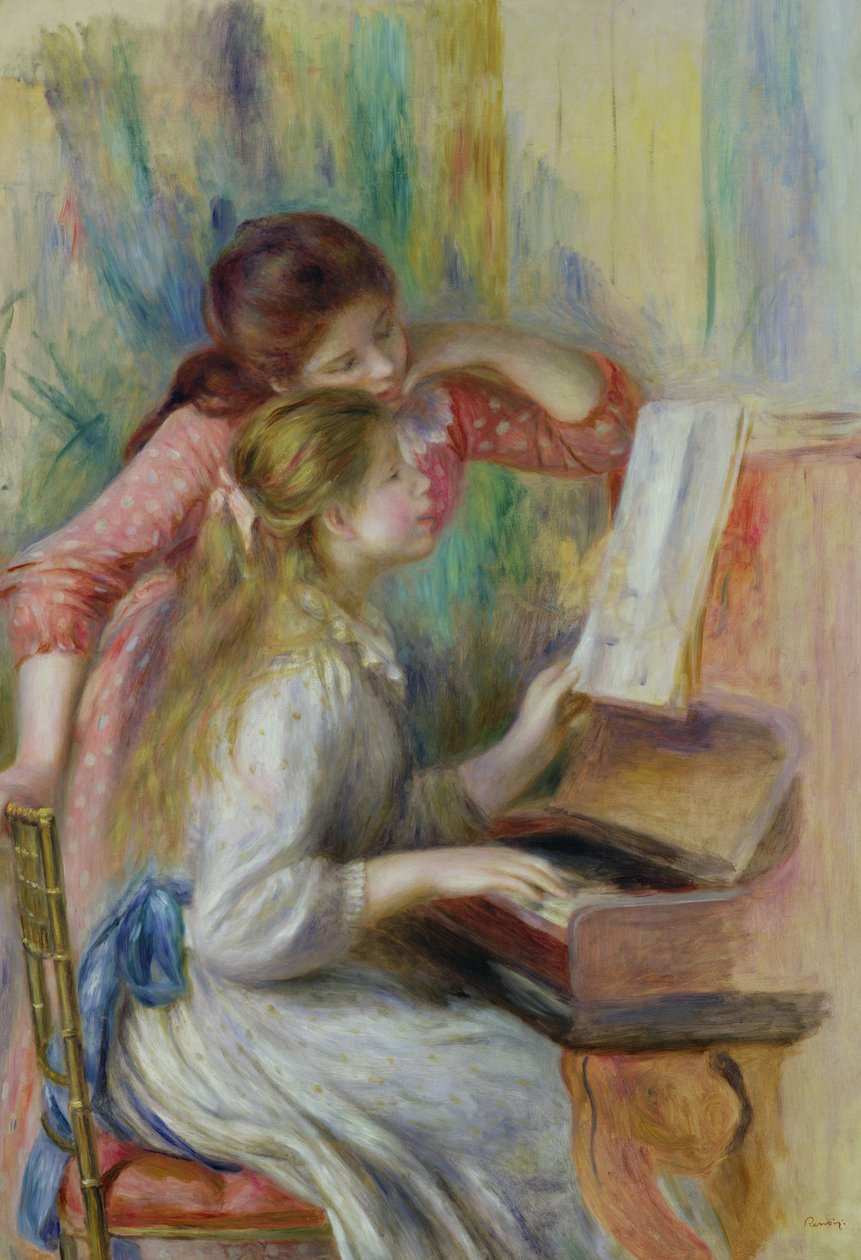 الفتيات الصغيرات في البيانو ، c.1890 بواسطة بيير أوغست رينوار