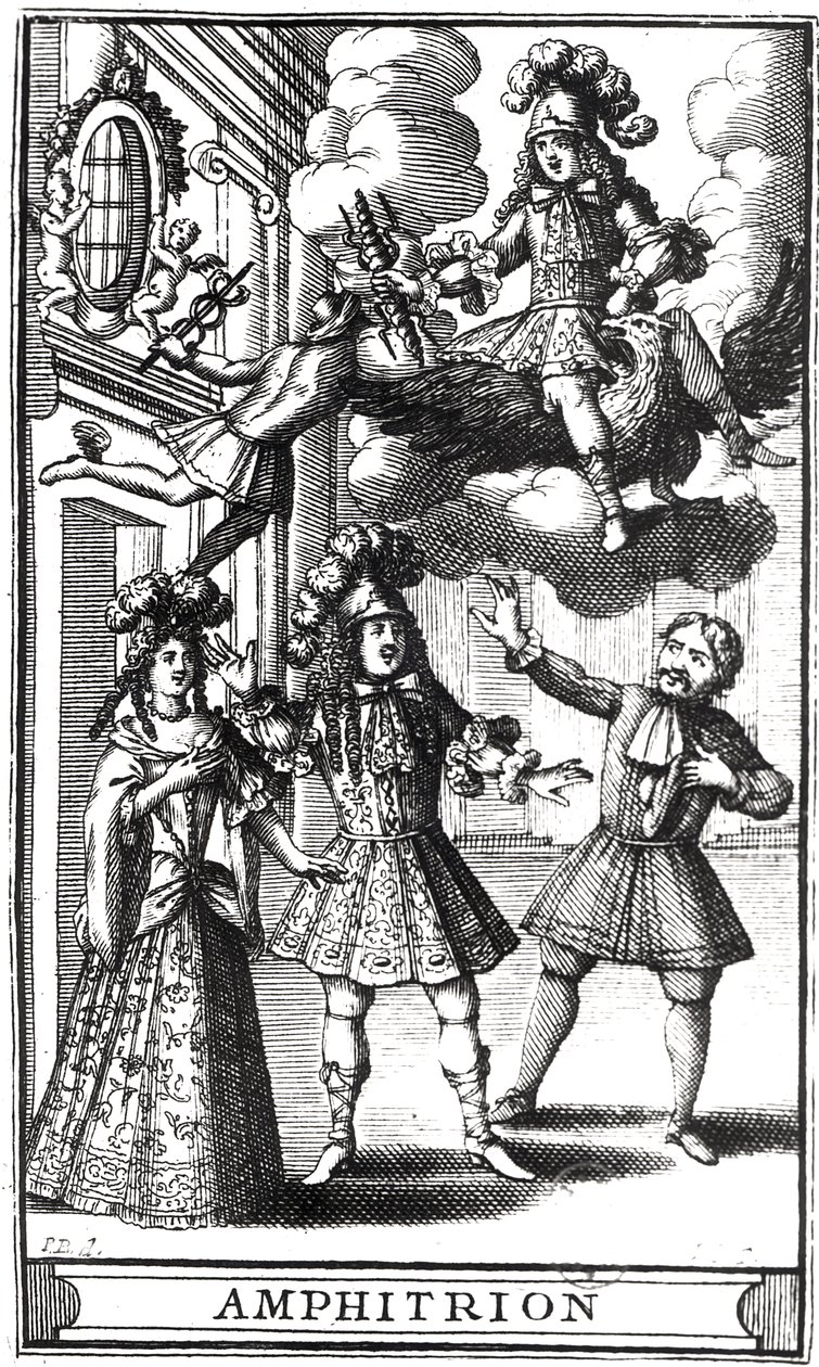 صورة لواجهة &39;Amphitryon&39; بواسطة Moliere (1622-73) محفورة بواسطة Jean Sauve (fl.1660-91) نشرت في باريس عام 1668 بواسطة بيير بريسارت