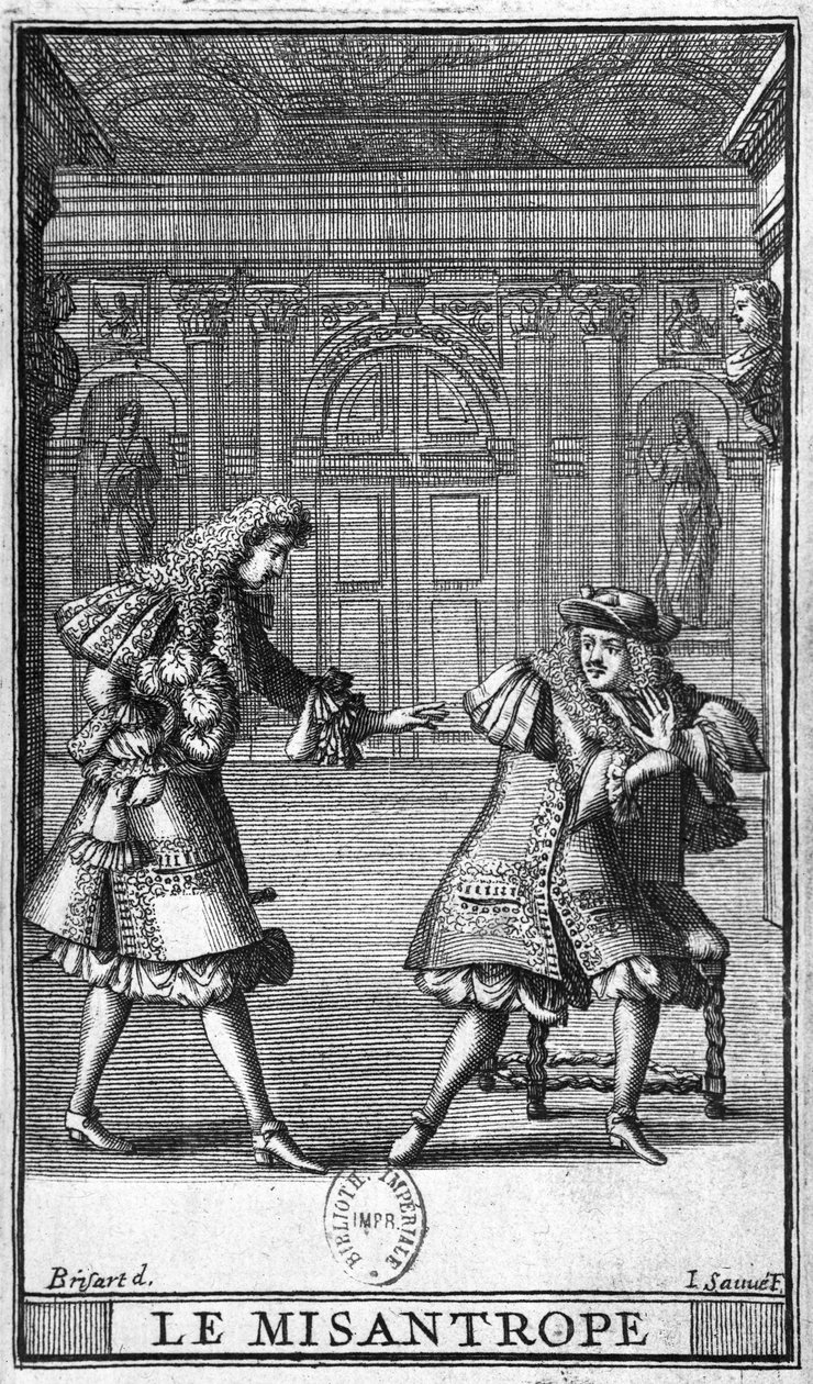 مشهد من مسرحية "لو ميسانثروب" لموليير (1622-73) ، منقوش بواسطة جان سوف (fl.1660-91) بواسطة بيير بريسارت