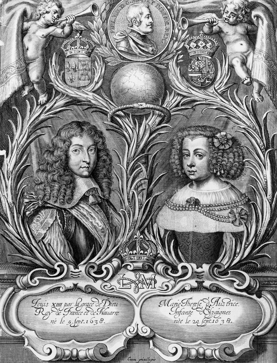 لويس الرابع عشر (1638-1715) ، ملك فرنسا وماري تيريز (1638-83) من النمسا ، منقوش بواسطة بيتر الثاني دي جود (1606-ص 1674) ، 1660 بواسطة بيير كوكوس