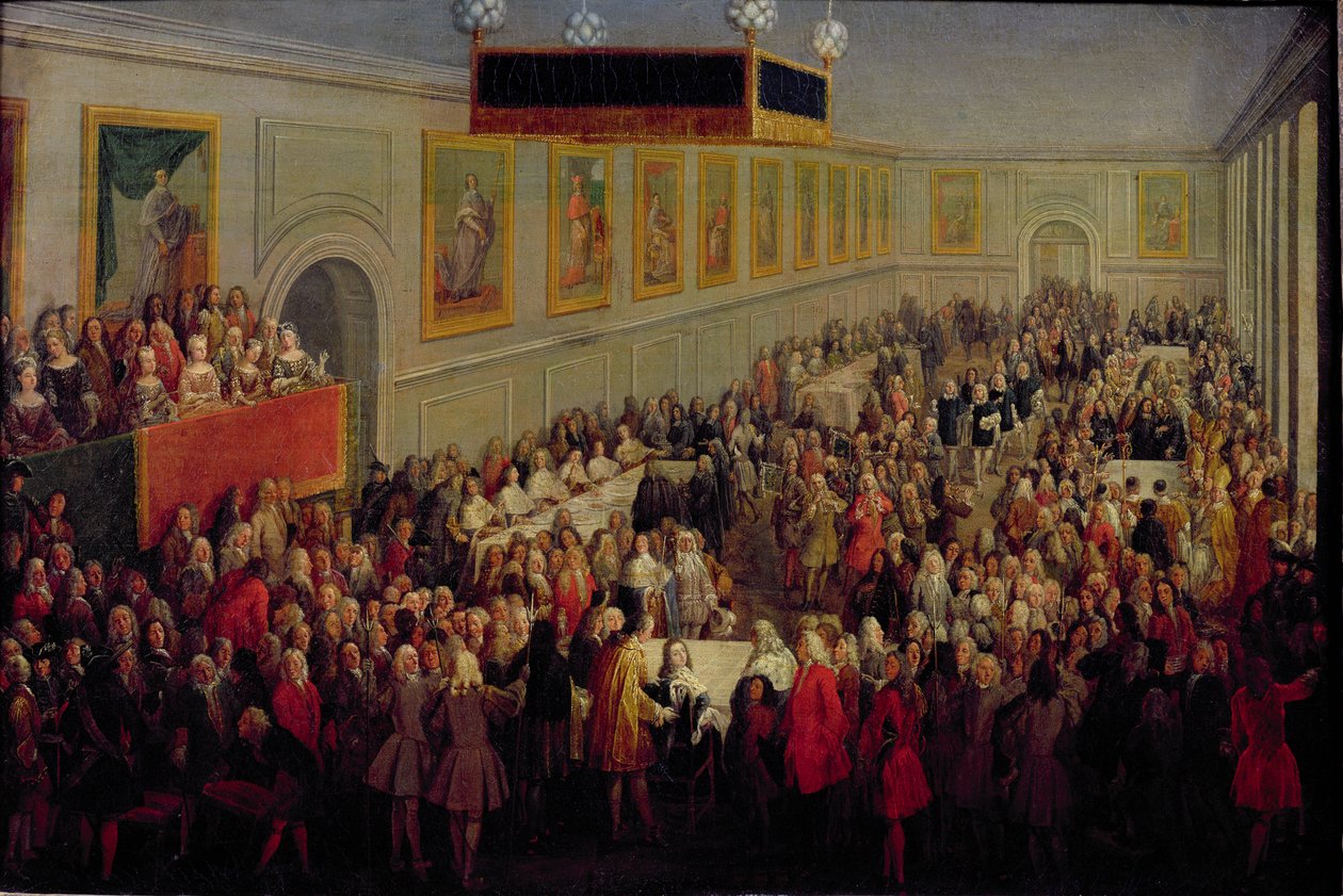 العيد بعد تتويج لويس الخامس عشر (1710-1774) في قصر Archiepiscopal في ريمس ، 25 أكتوبر 1722 ، 1722 بواسطة بيير دينيس مارتن