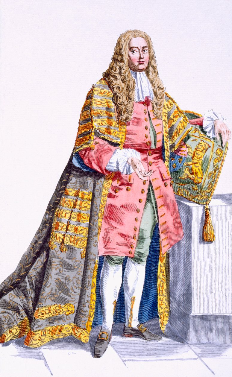 فيليب يورك (1690-1764) أول لورد هاردويك من "مجموعة المطبوعات التي تمثل الرتب والكرامات ، وفقًا لزي جميع الأمم الموجودة" ، المنشور عام 1780 (المهندس الملون يدويًا بواسطة بيير دوفلوس