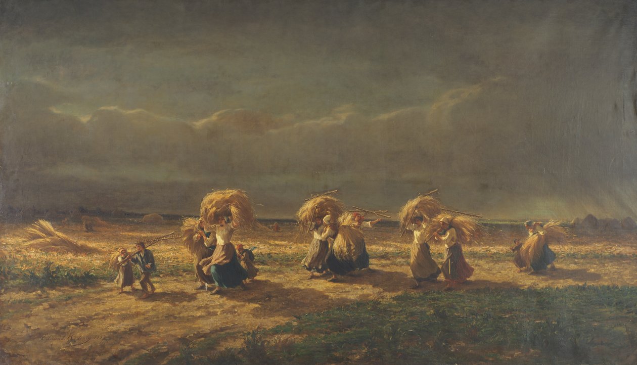 Gleaners at Chambaudoin ، 1857 بواسطة بيير ادموند الكسندر هدوين