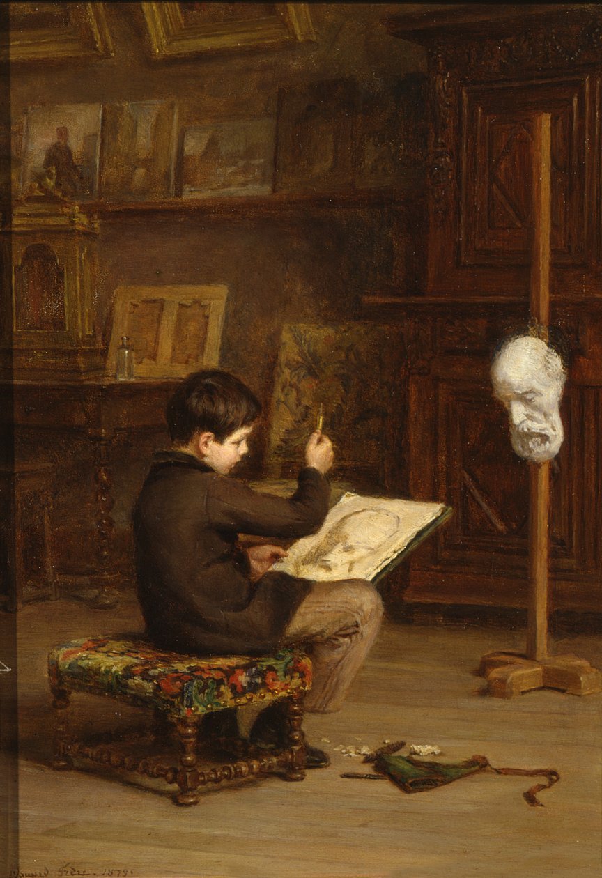 صبي صغير رسم من رأس مصبوب ، 1879 بواسطة بيير إدوارد فرير