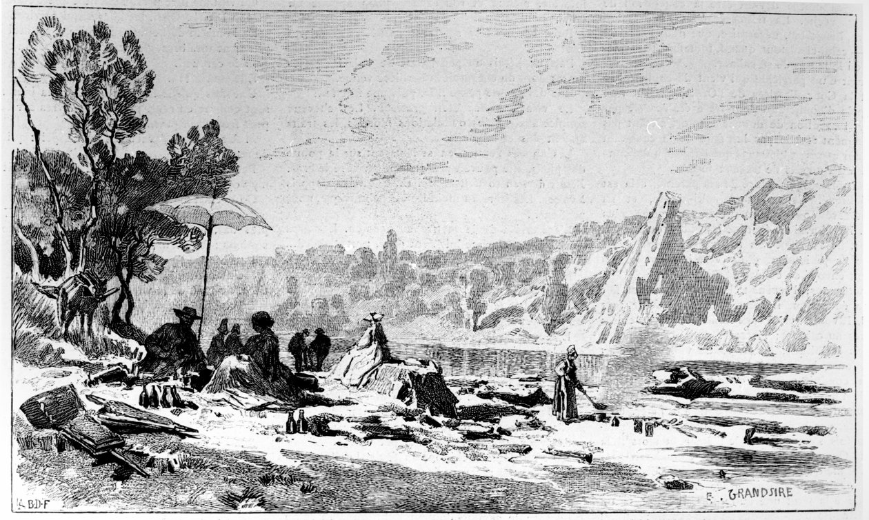 جورج ساند يتناول الغداء على ضفاف نهر كروز ، عام 1860 بواسطة بيير يوجين Grandsire