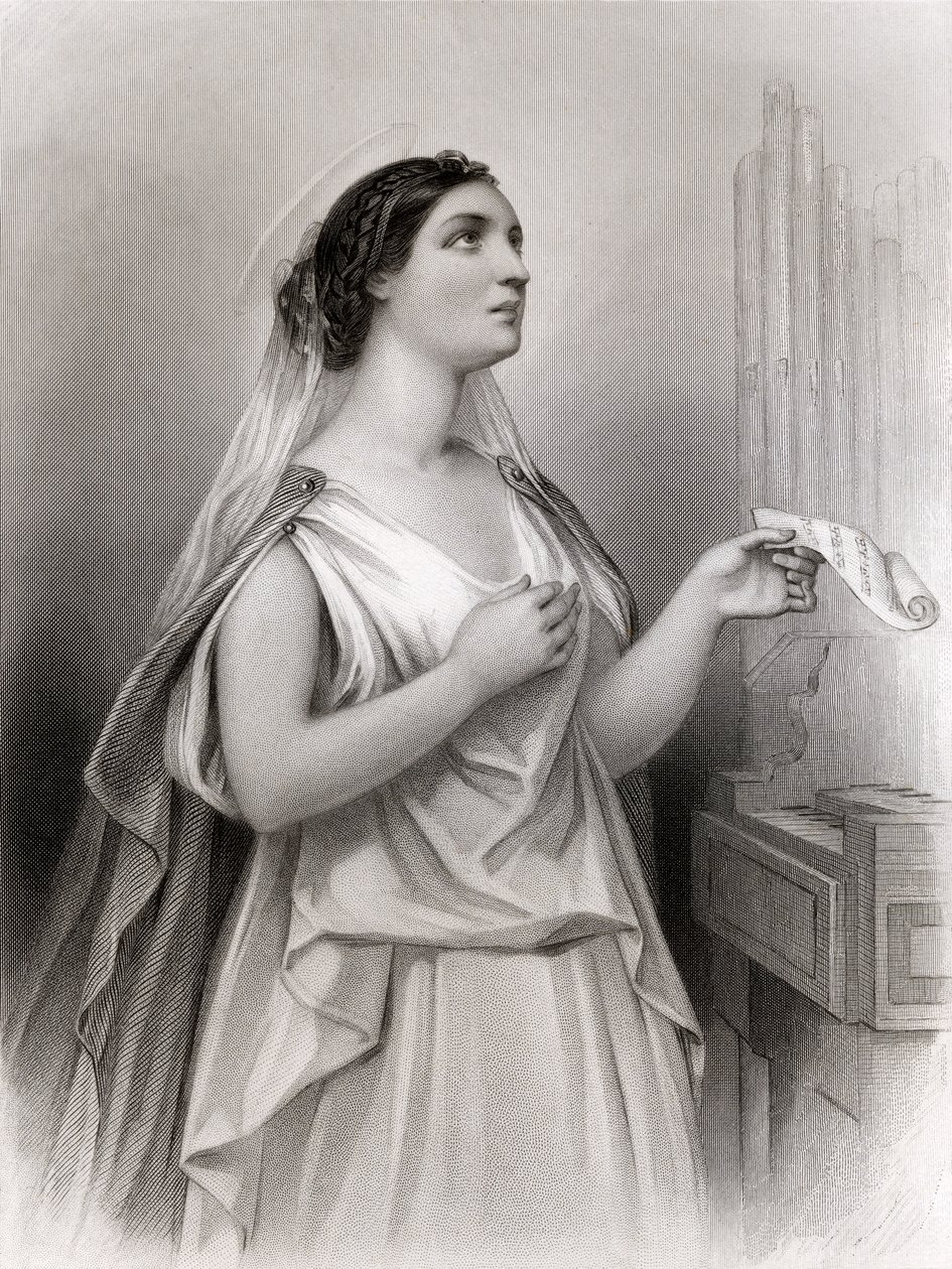 سانت سيسيليا ، رسم توضيحي من "نساء العالم البارزات" بقلم ماري كاودن كلارك ، 1858 بواسطة بيير جوستاف يوجين ستال