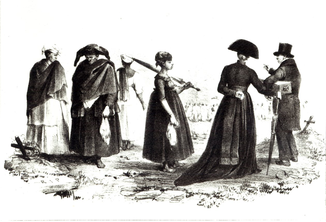 مقبرة في باريماريبو ، من "رحلة إلى سورينام" ، 1839 بواسطة بيير جيه بينوا