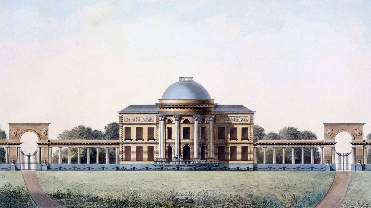 Château de Saint André ، بالقرب من بروج ، من "اختيار أبرز المعالم والمباني والمنازل في مملكة هولندا" ، تم نشره عام 1827 بواسطة بيير جاك جوتجيبور