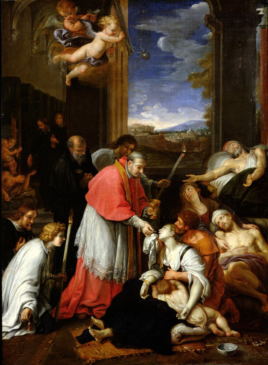 سانت تشارلز بوروميو (1538-1584) إدارة سر ضحايا الطاعون في ميلانو عام 1576 بواسطة بيير مينارد