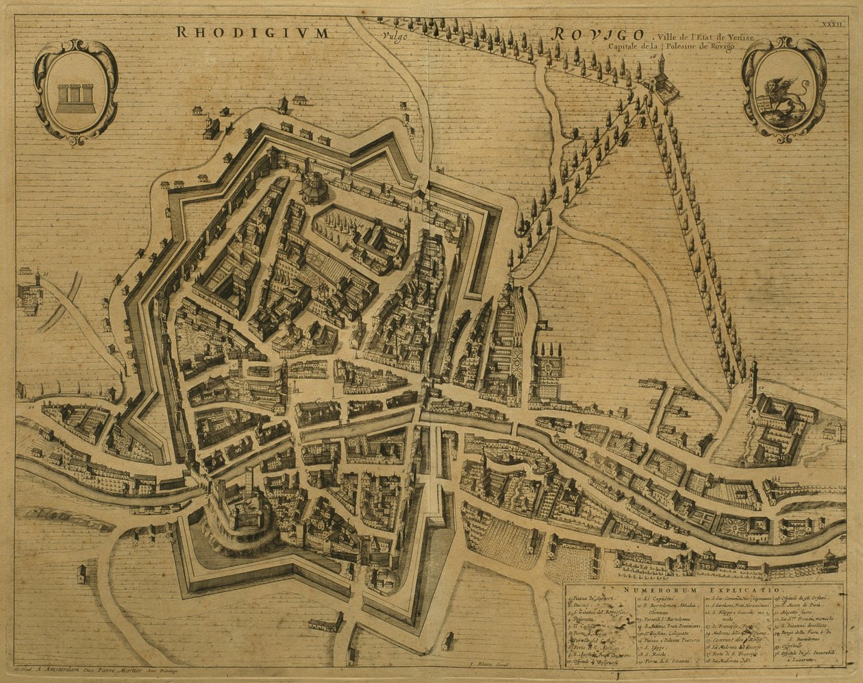 خريطة روفيغو ، من "Les Villes de Venetie" ، 1704 ، نشرها بيير مورتير في أمستردام بواسطة بيير مورتير