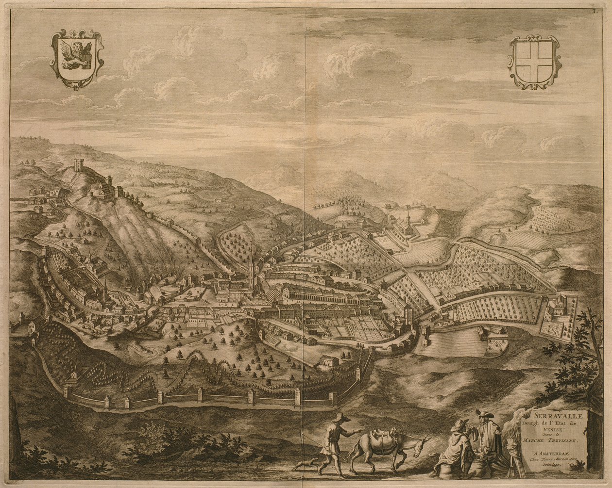 خريطة Serravalle ، من "Les Villes de Venetie" ، 1704 ، نشرها Pierre Mortier في أمستردام بواسطة بيير مورتير