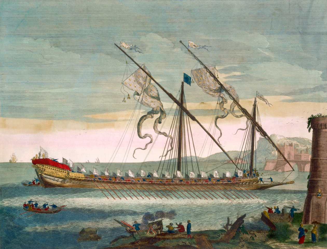 لوح الرصاص قيد التنفيذ بواسطة المجذاف ، من "Le Naptune Francois" ، c.1693-1700 (نقش يدوي) بواسطة بيير مورتير