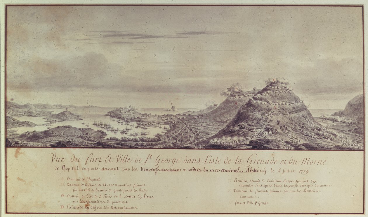 The French Capture Grenada ، 1779 (ألوان مائية) بواسطة بيير أوزان