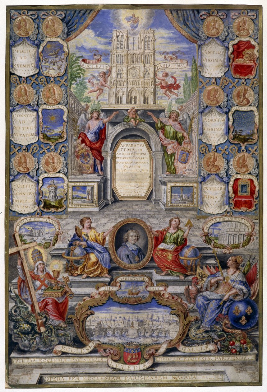 رمزية لكنيسة باريس بمناسبة إلغاء مرسوم نانت ، 1685 (غواش على الرق) بواسطة بيير بول سيفين