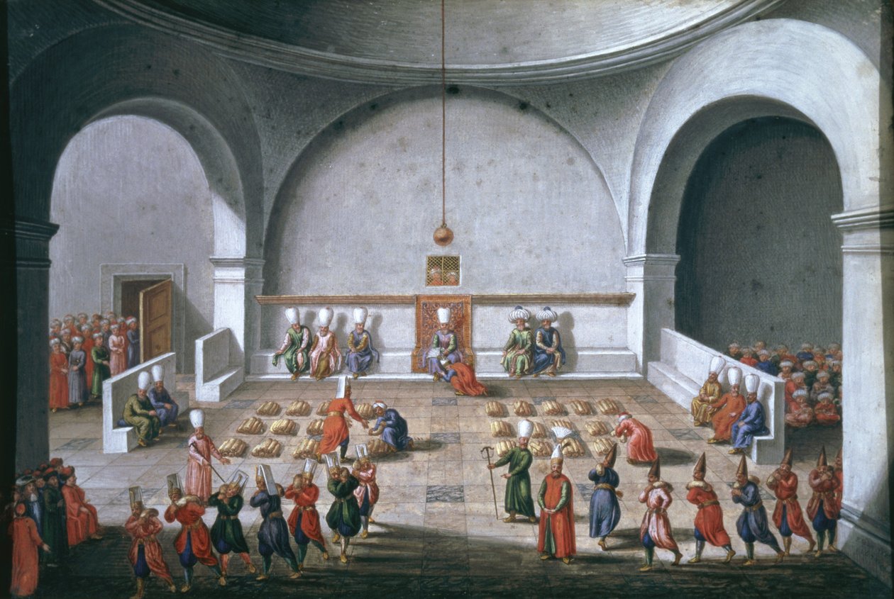 مهمة جان جنينسكي إلى اسطنبول ، حفل الدفع للجنود ، 1679 (الغواش بورق الذهب على الورق) بواسطة بيير بول سيفين