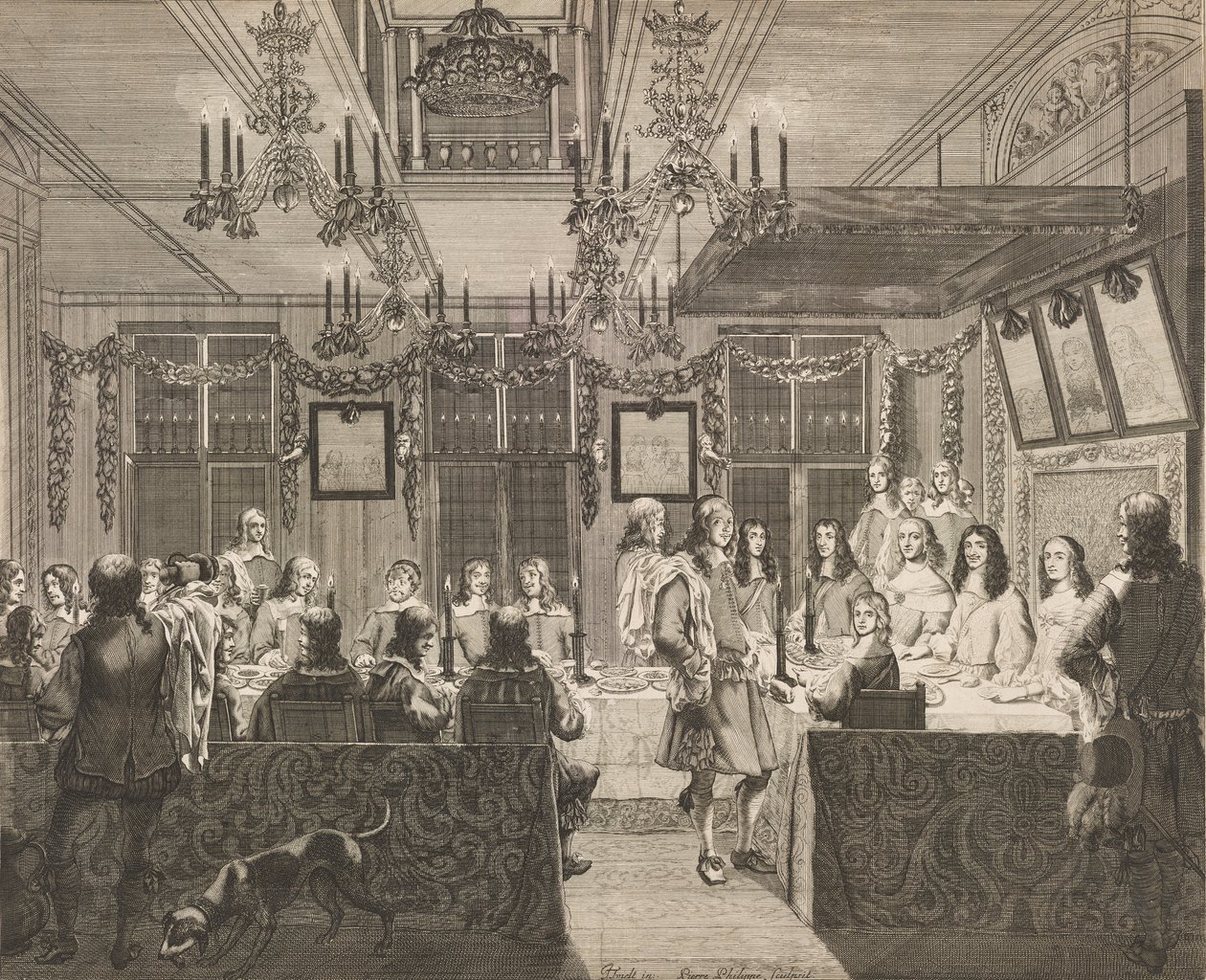 مأدبة في Mauritshuis في 30 مايو 1660 بمناسبة زيارة تشارلز الثاني (1630-1685) ملك إنجلترا بواسطة بيير فيليب