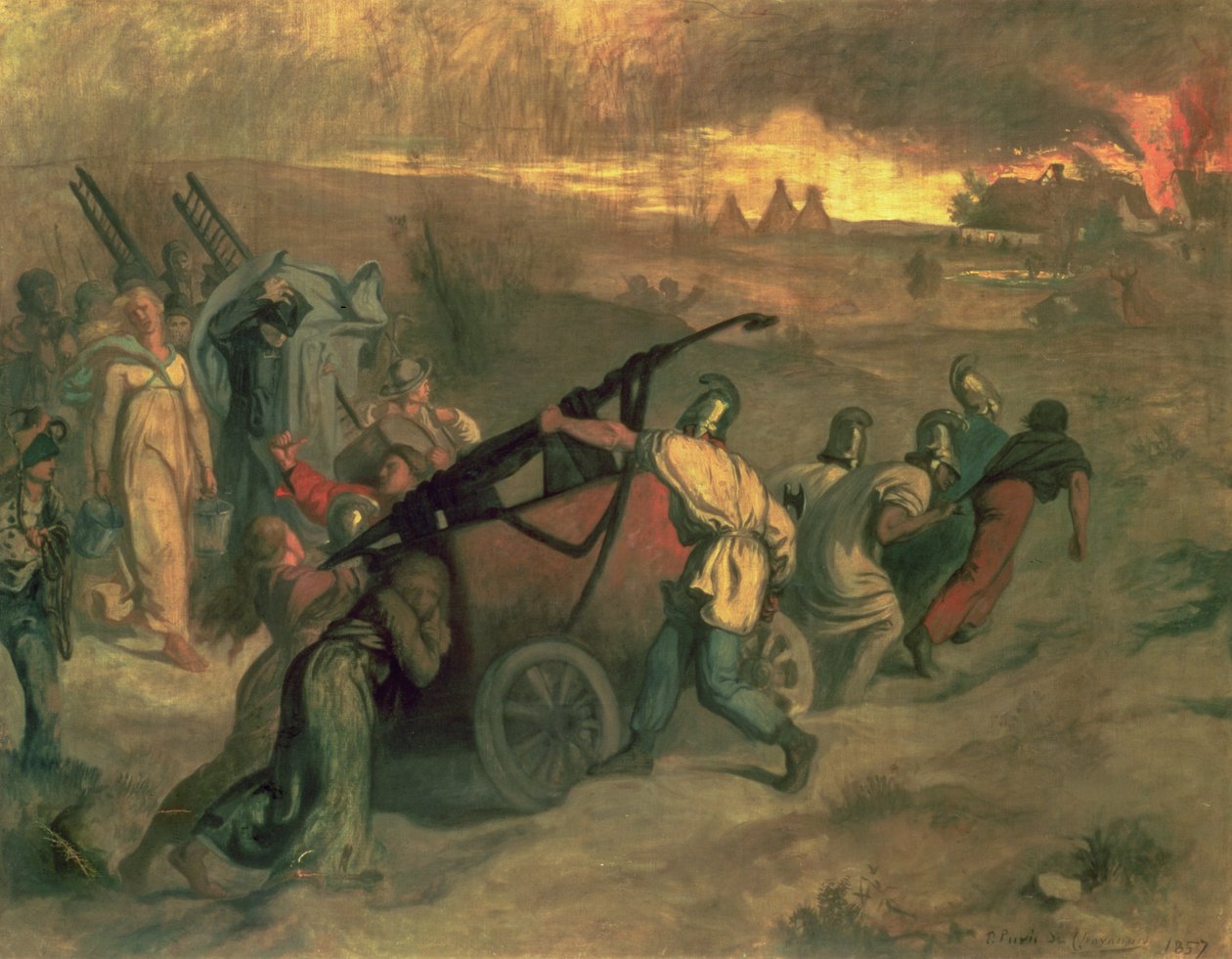 رجال الاطفاء القرية ، 1857 بواسطة بيير بوفيس دي شافان