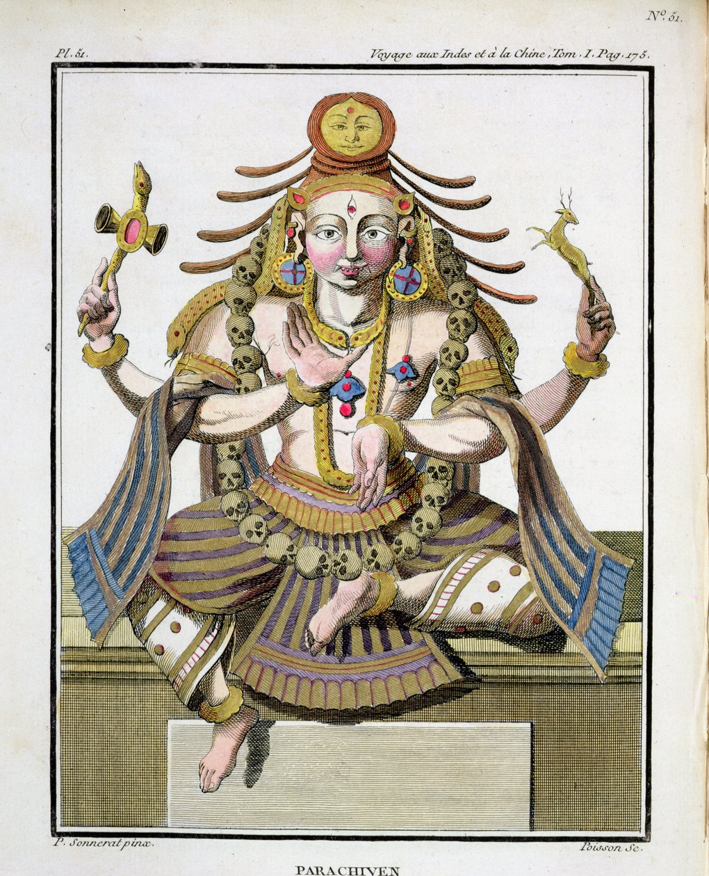جانب من شيفا ، من "رحلة إلى الهند والصين" بقلم بيير سونيرات ، نقش بواسون ، تم نشره عام 1782 بواسطة بيير سونيرات