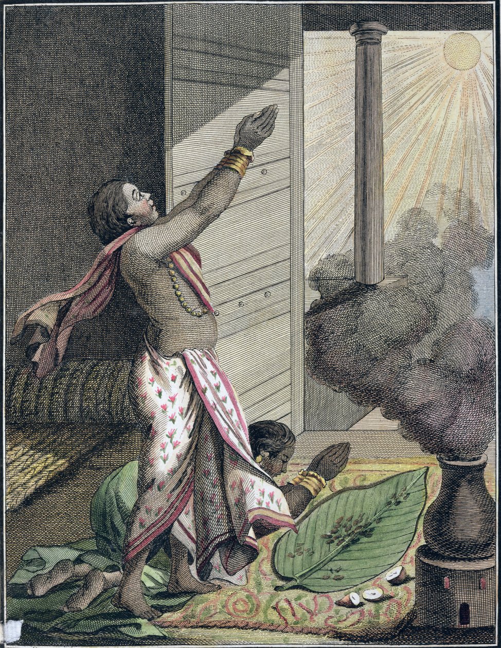 مهرجان Pongol ، الهند ، من "Voyage aux Indes، Orientales et la Chine" ، بواسطة Pierre Sonnerat ، محفور بواسطة Poisson ، نشر 1782 (نقش الألوان) بواسطة بيير سونيرات