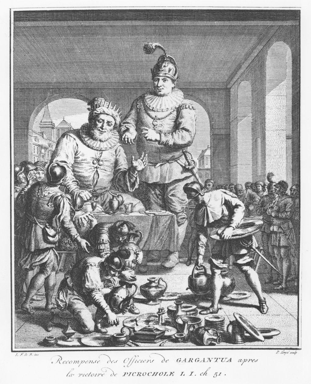 مكافأة ضباط Gargantua بعد فوز Picrochole ، التوضيح من "حياة Gargantua و Pantagruel" ، بقلم فرانسوا رابيليه بواسطة بيير تانجي