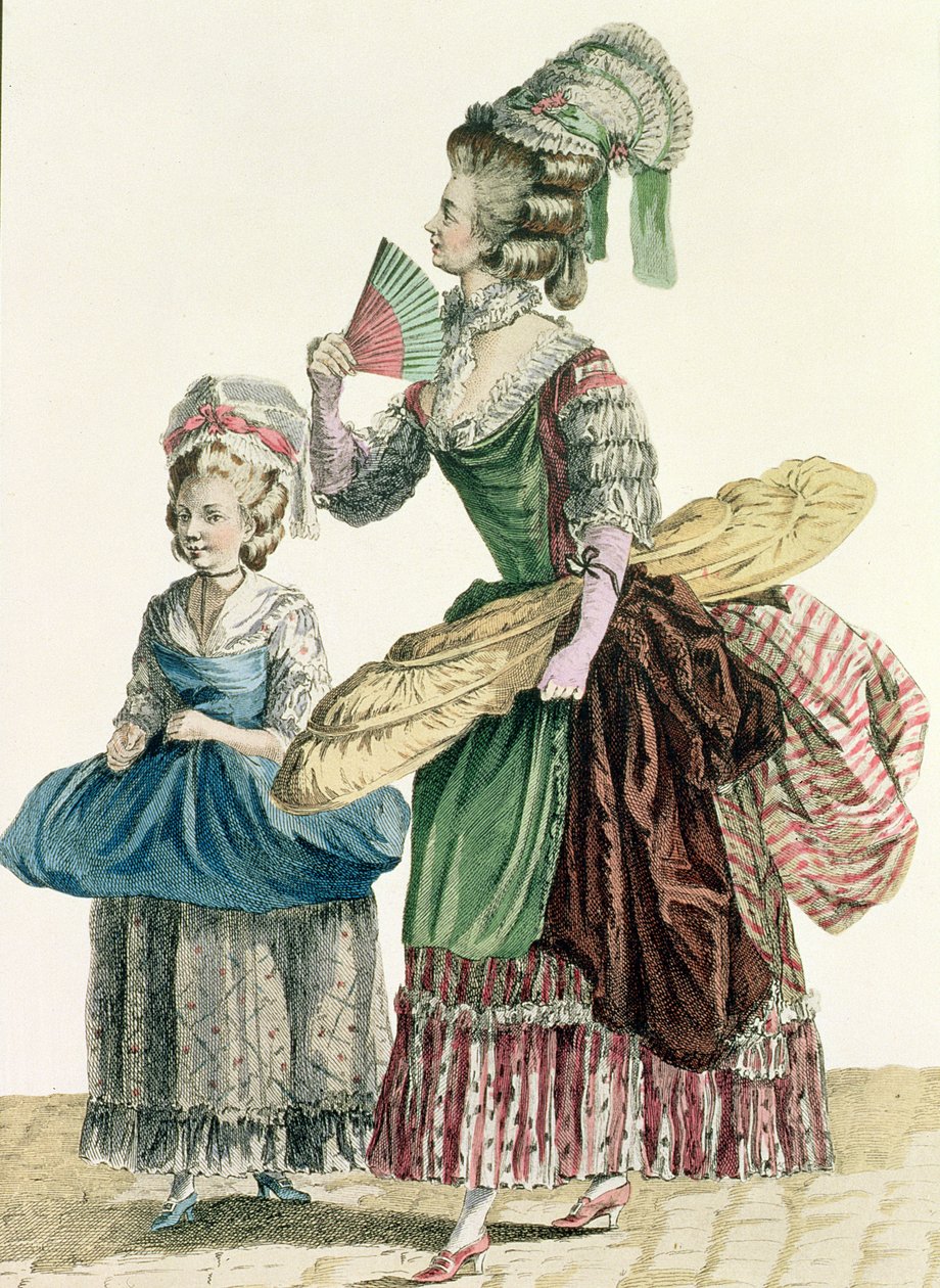 مصممة أزياء أنيقة تقدم عملها ، لوحة من "Galeries des Modes et Costumes Francais" ، منقوشة بواسطة Dupin ، 1778 بواسطة بيير توماس لو كليرك