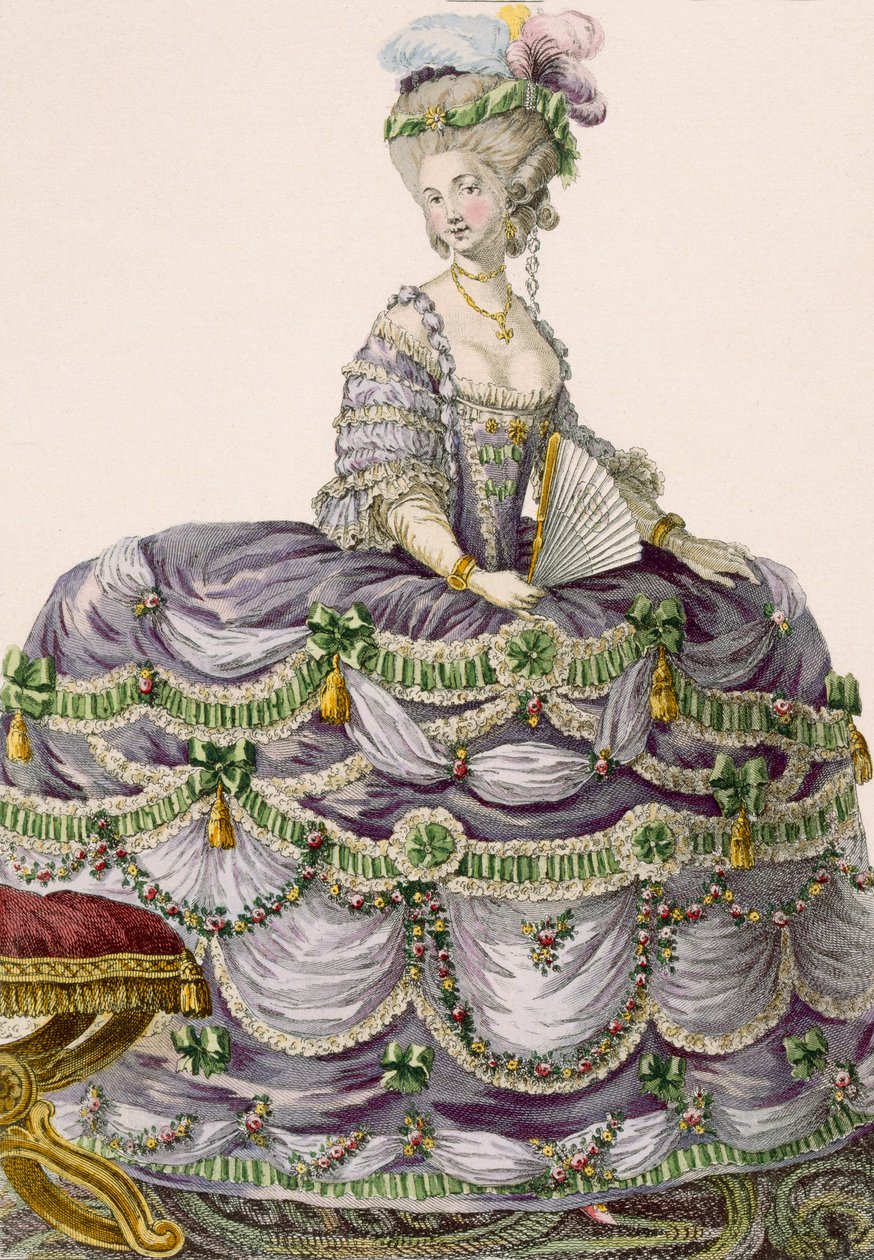 فستان سهرة دوقة ، منقوش بواسطة Dupin ، اللوحة رقم 161 من "Galeries des Modes et Costumes Francais" ، 1789 بواسطة بيير توماس لو كليرك