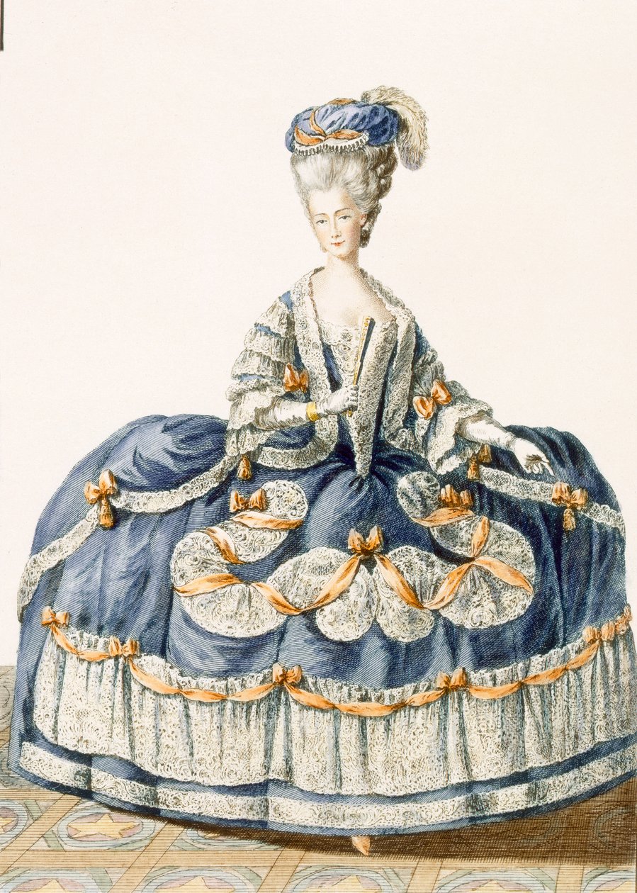 ثوب كبير من الديوان الملكي ، منقوش بواسطة لو روي ، لوحة من "Galeries des Modes et Costumes Francais" ، c.1778-87 99: ملابس ؛ لباس تقليدي لباس تقليدي؛ أزياء بواسطة بيير توماس لو كليرك