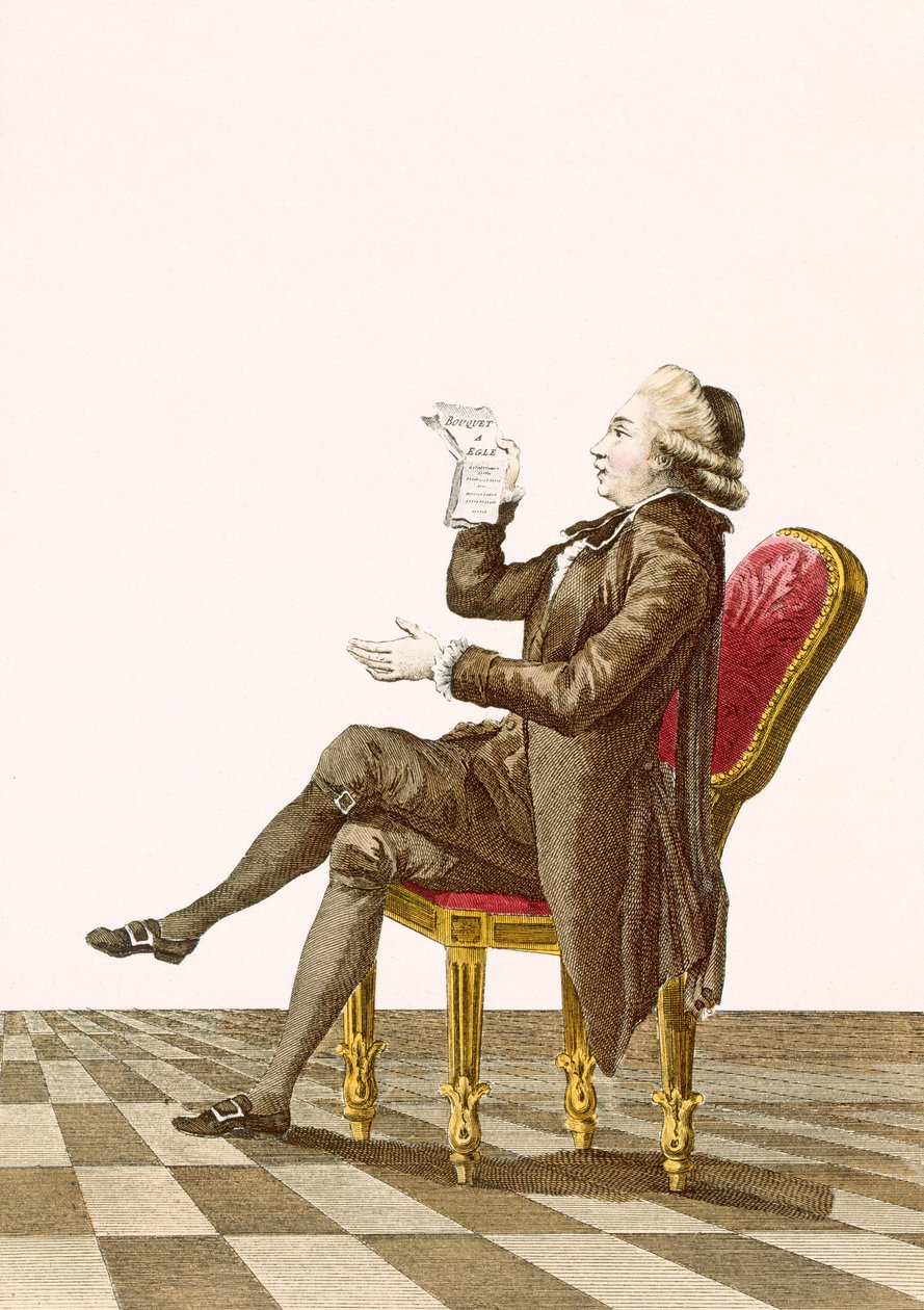 شاعر شاب شاب ، منقوش بواسطة Dupin ، اللوحة رقم 34 من "Galeries des Modes et Costumes Francais" ، c.1778-87 بواسطة بيير توماس لو كليرك