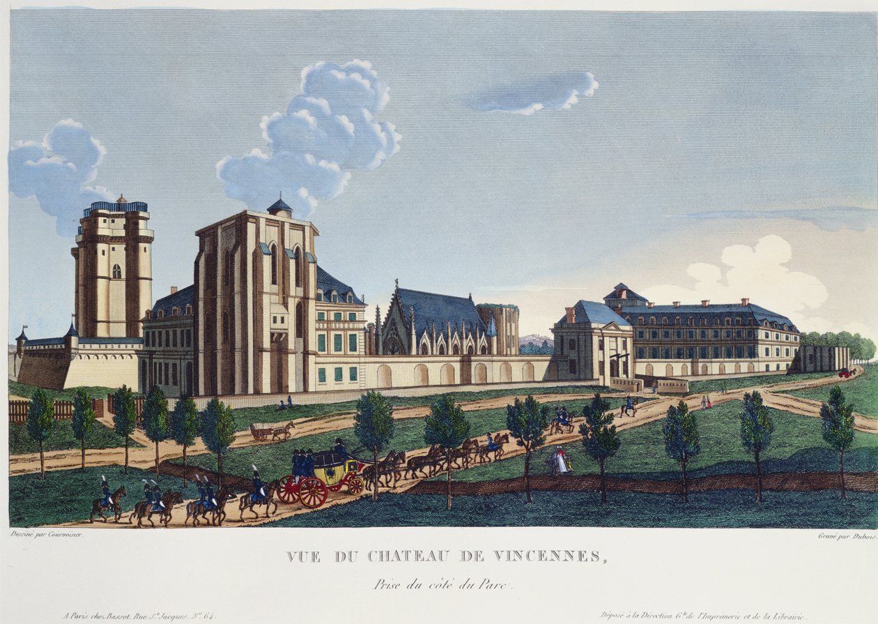 منظر لقصر دي فينسينز ، c.1820 (نقش الألوان) بواسطة بيير بعد Courvoisier