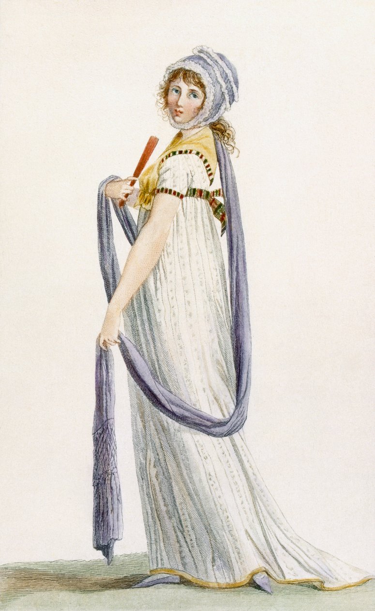 مرحاض نصف دائري ، رسم توضيحي من مجلة Journal of Dames et des Modes ، 1799 بواسطة بيير دي لا ميسانجير