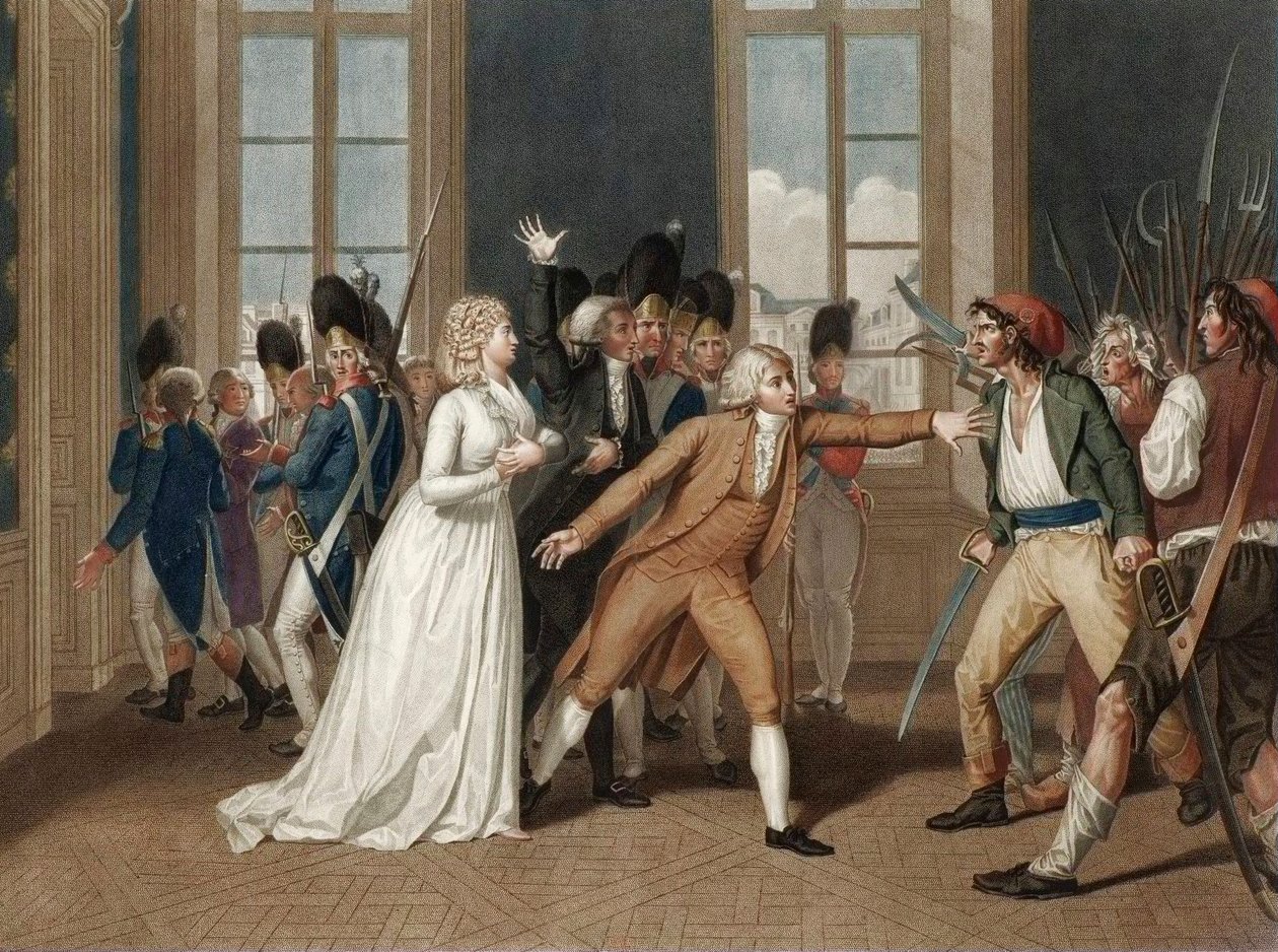 رحلة du 20 Juin 1792 au chateau des Tuileries في باريس - Devouement de Madame Elisabeth (إليزابيث الفلبين ماري هيلين دي فرانس قالت السيدة إليزابيث (1764-1794) - نقش بيير بويون (1776-1831) بواسطة بيير (بعد) مرق