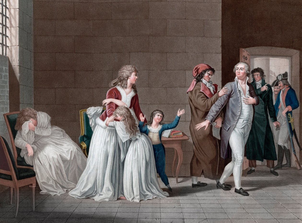 انفصال الملك لويس السادس عشر ملك فرنسا (1754-1793 عن أسرته). باريس ، سجن تمبل ، في 20 يناير بواسطة بيير (بعد) مرق