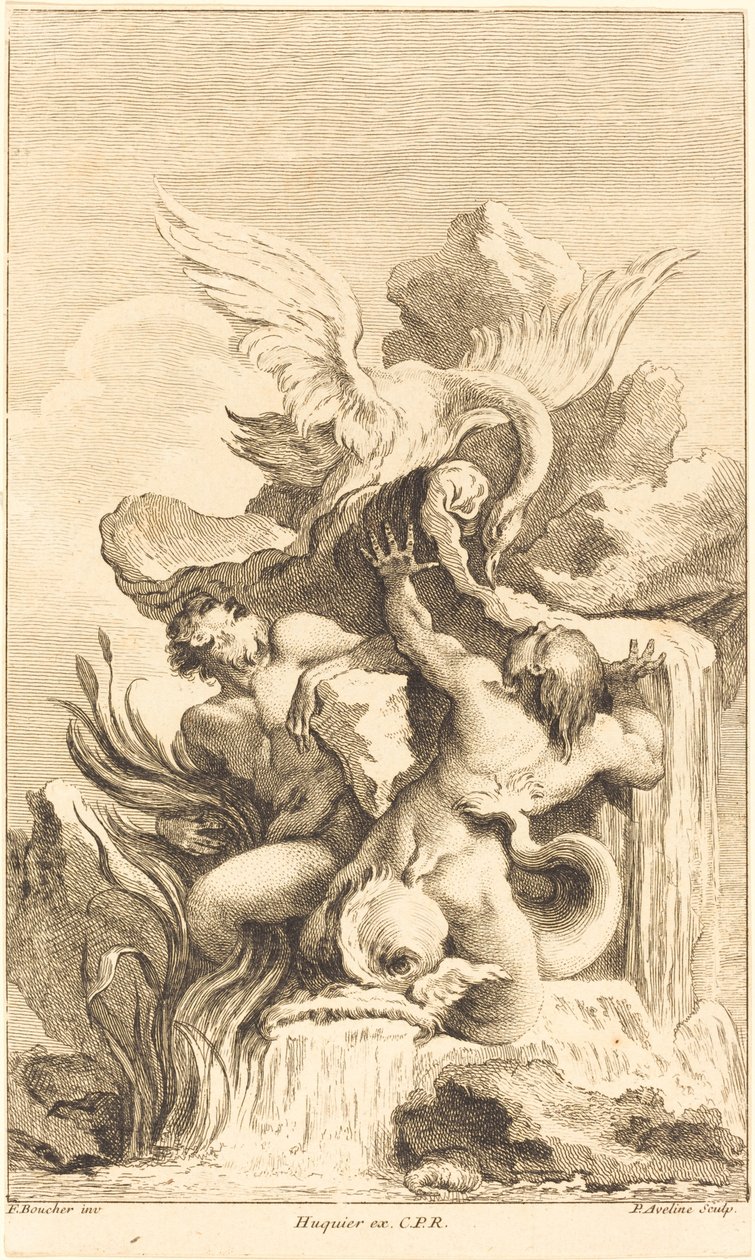 اثنان من Tritons و Swan ، في عام 1736 أو بعده. بواسطة بيير الكسندر افلين