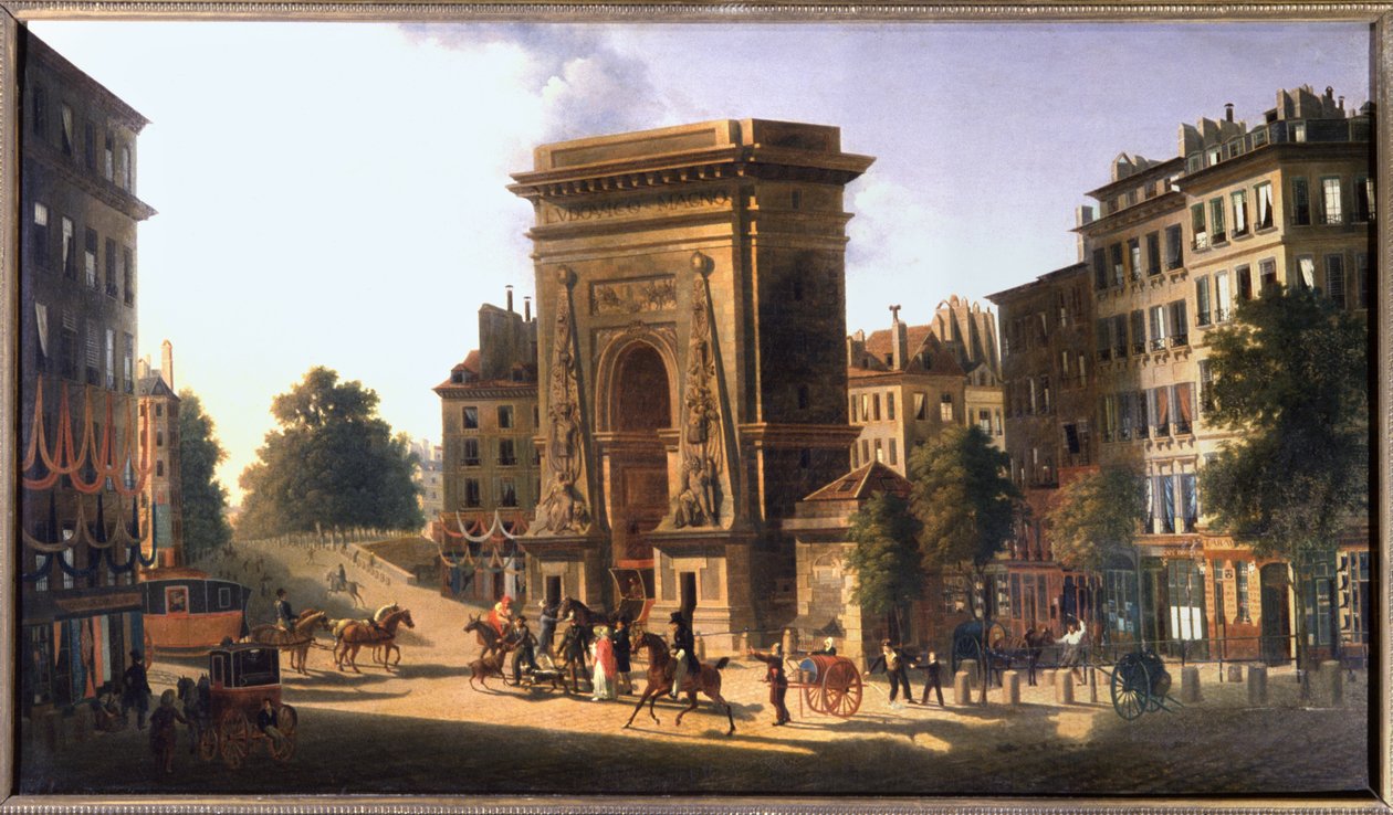 شارع معبد دو وبوابة سانت دينيس، باريس، حوالي 1810 (لوحة) بواسطة بيير الكسندر باو دي سان مارتن