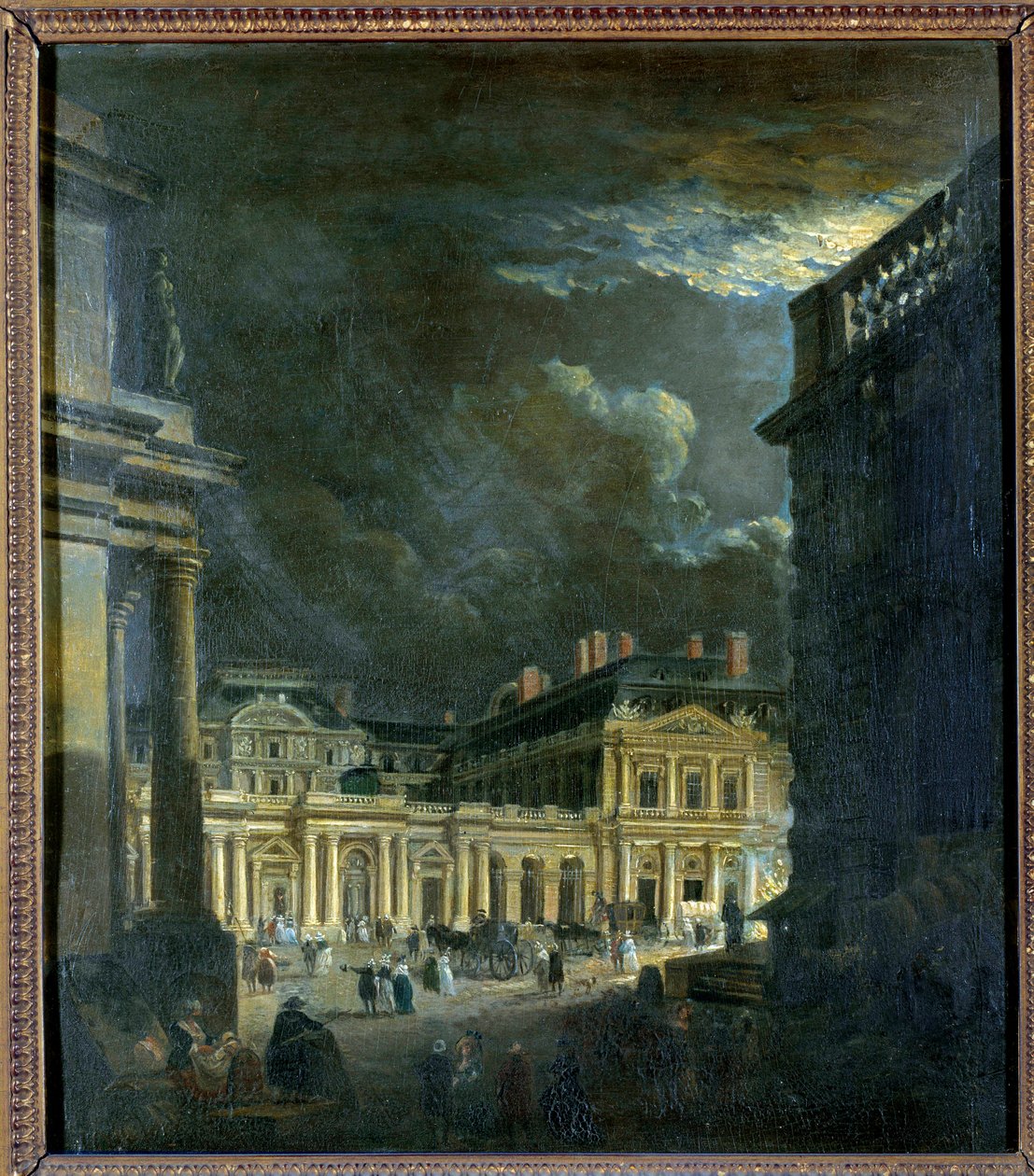 لا بلاس دو باليه رويال في باريس بواسطة ضوء القمر لوحة بيير ديماشي (1723-1807) شمس القرن الثامن عشر. 0،39x0،34 م باريس ، متحف كارنافالي بواسطة بيار أنطوان ديماشي