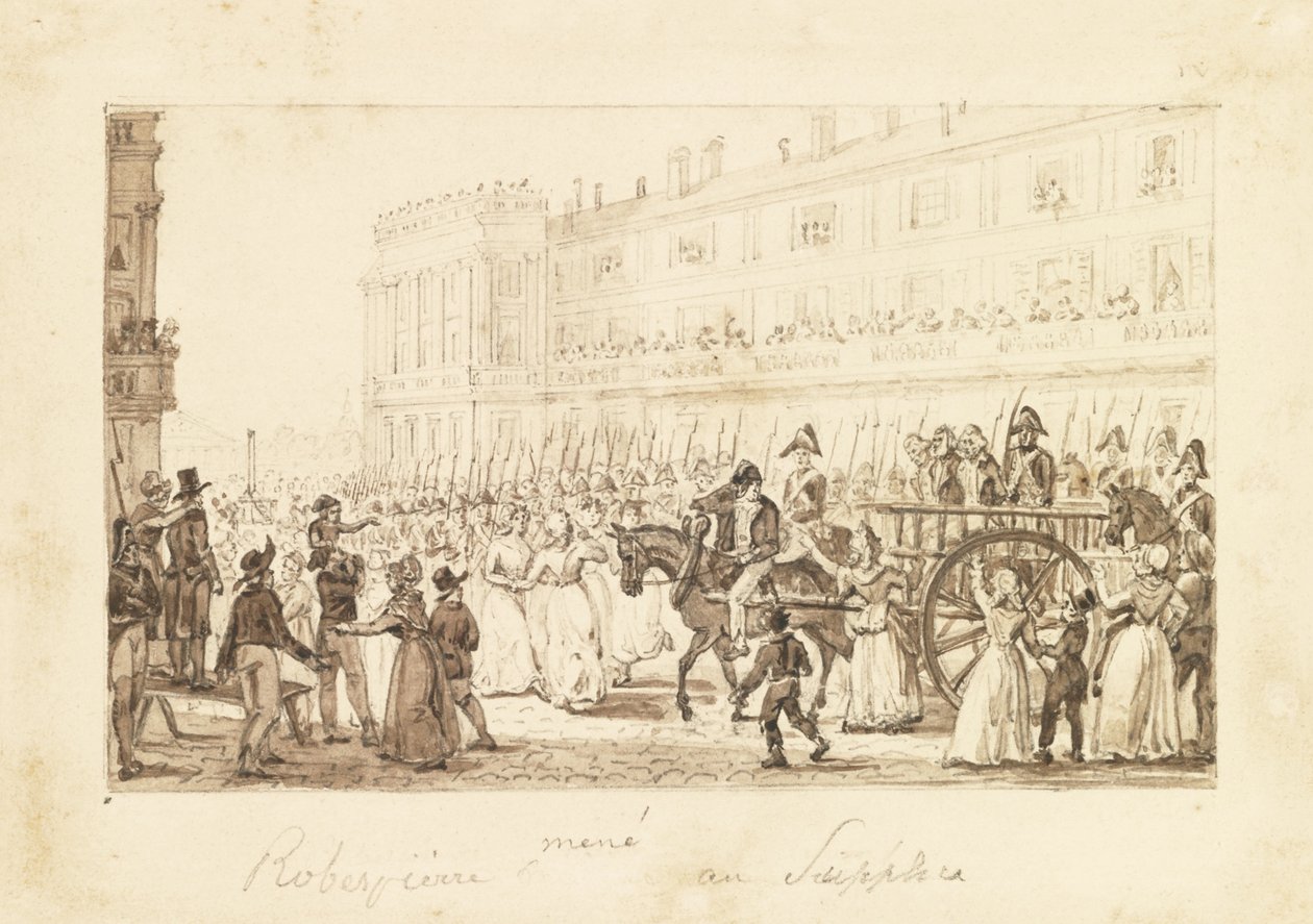 يقود روبسبير وشركاؤه إلى إعدامهم ، 1794 بواسطة بيار أنطوان ديماشي