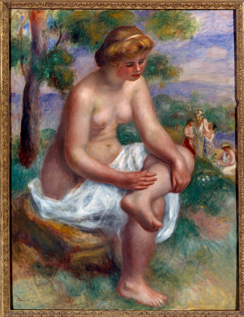 استحم جالسًا في منظر طبيعي يسمى لوحة Eurydice بواسطة بيير أوغست رينوار بواسطة بيير أوغست رينوار