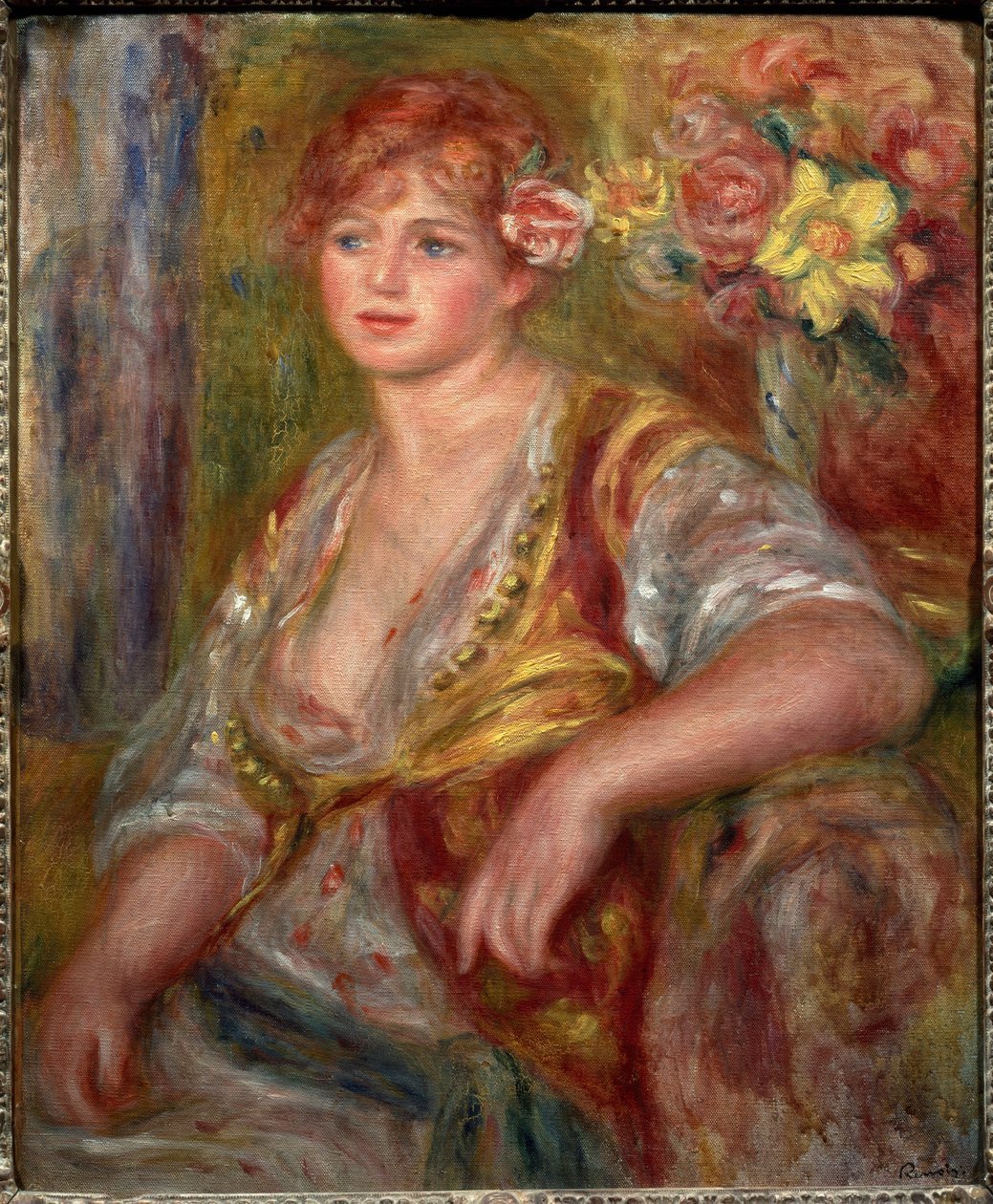 Blonde with the rose (Portrait of Andree Madeleine Heuschling), circa 1915 (oil on canvas) بواسطة بيير أوغست رينوار