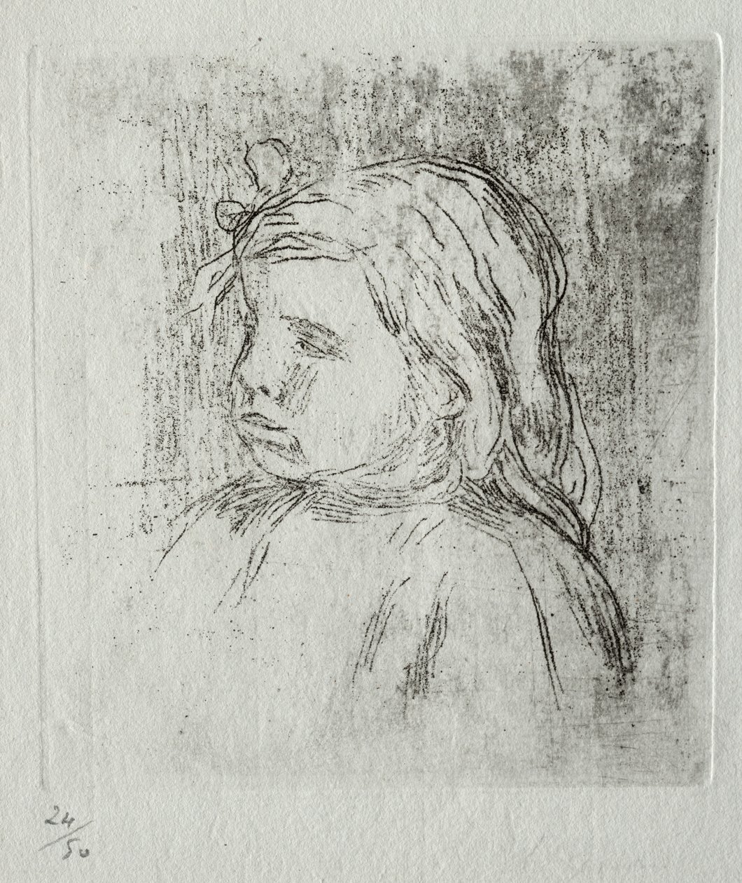 كلود رينوار ، ثلاثة أرباع إلى اليسار ، 1908. بواسطة بيير أوغست رينوار