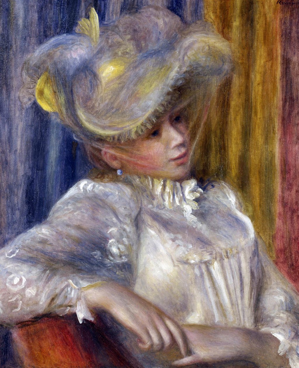 لوحة "امرأة ذات قبعة" لبيير أوغست رينوار (1841-1919) 1891 قاتمة 56x46.5 سم المتحف الوطني للفن الغربي ، طوكيو بواسطة بيير أوغست رينوار