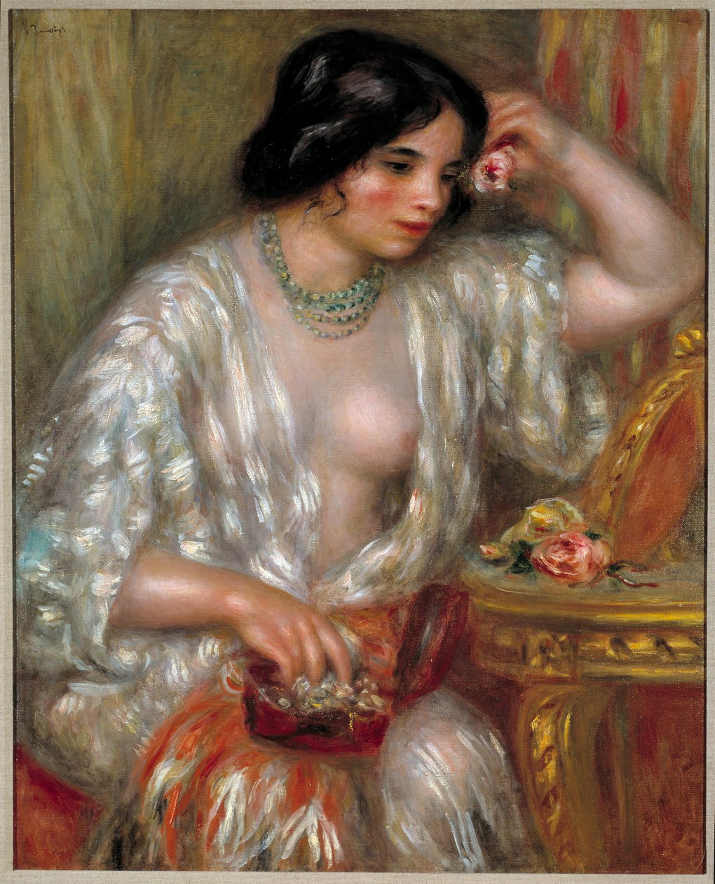 غابرييل بالمجوهرات: غابرييل رينارد ، ممرضة نجل الفنانة. لوحة بيير أوغست رينوار (1841-1919) بواسطة بيير أوغست رينوار