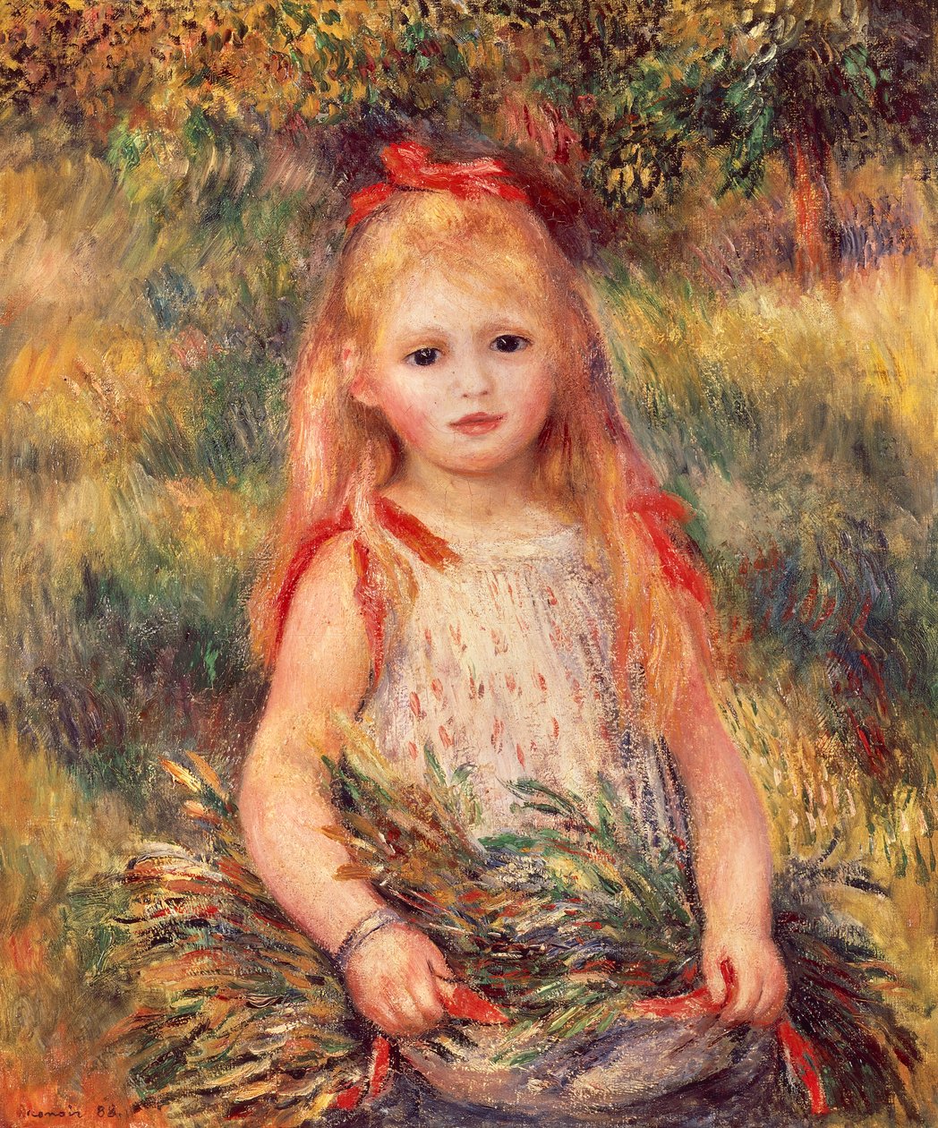 فتاة مع حزمة من الذرة لبيير أوغست رينوار (1841-1919) ، زيت على قماش ، 65 × 54 سم بواسطة بيير أوغست رينوار