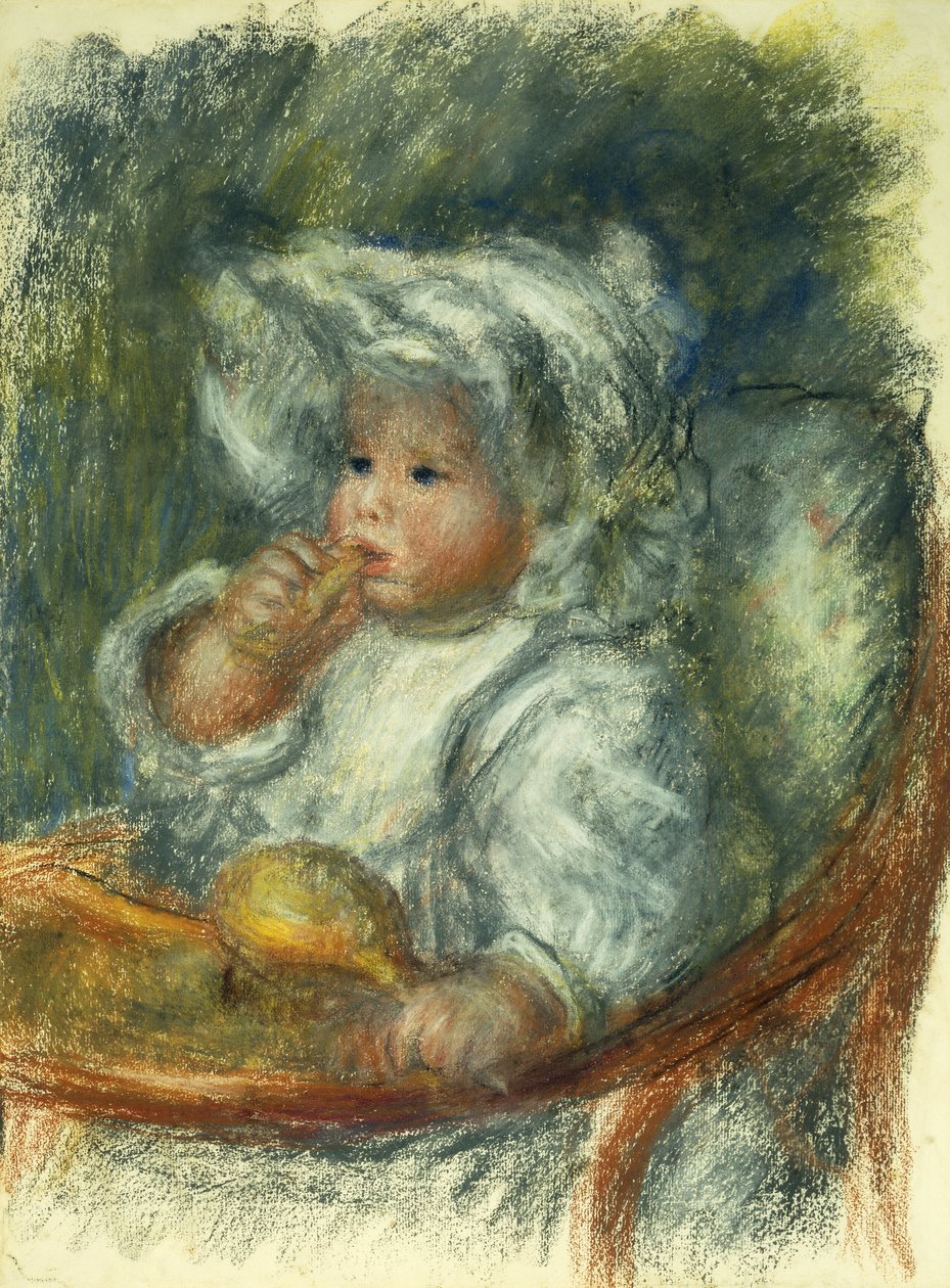 جان رينوار على كرسي - طفل بسكويت ؛ جان رينوار لا تشيز - L "enfant au Biscuit، c1895 بواسطة بيير أوغست رينوار