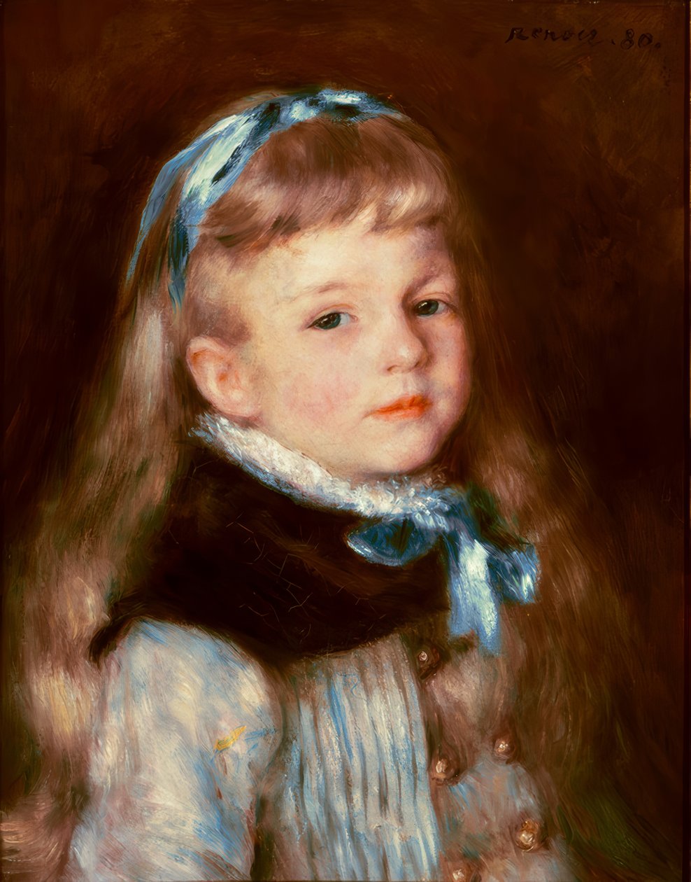 Mademoiselle Grimprel بشريط أزرق بواسطة بيير أوغست رينوار