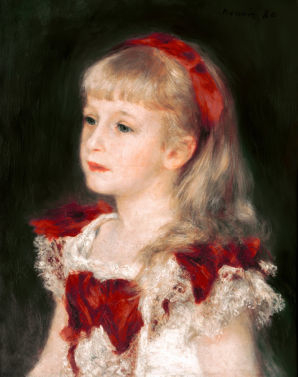 Mademoiselle Grimprel بشريط أحمر بواسطة بيير أوغست رينوار