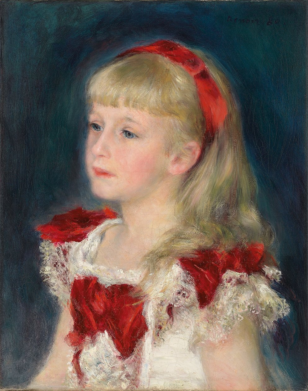 Mademoiselle Grimprel بشريط أحمر ، 1880 بواسطة بيير أوغست رينوار