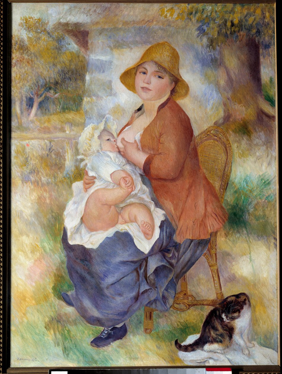 تقول الأمومة أيضًا أن الطفل داخل الثدي. لوحة بيير أوغست رينوار (1841-1919) بواسطة بيير أوغست رينوار